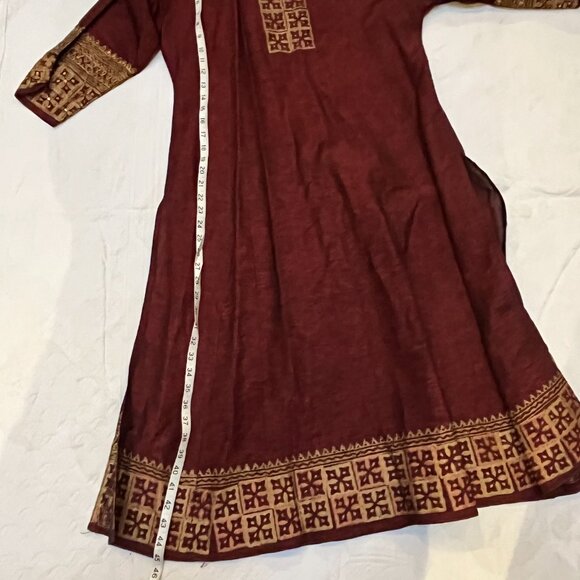 INDIAN Women's MEDIUM PANT SUIT w GORGEOUS GOLD GLITTER SPARKLE TRIM -LIKE NEW - Picture 7 of 11